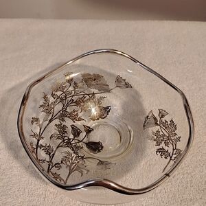1950 Silver City Flander Poppy Glass Bowl Design Candy Dish
